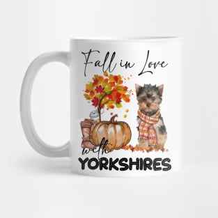 Fall In Love With Yorkshire Terrier Fall Pumpkin Thanksgiving Mug